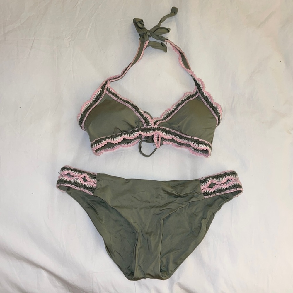 Rebecca Virtue Green Embroidered Bikini